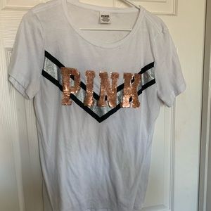 Sequins pink shirt. Rose gold